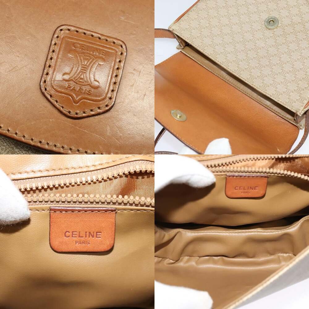 CELINE Macadam Canvas Shoulder Bag Pvc Leather Beige Gold - Picture 11 of 12
